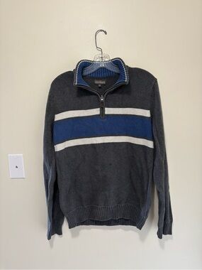 Denver Hayes Classic Fit Quarter-Zip Mock Neck Sweater Medium